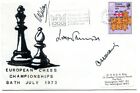 1973 European Chess Championships Bath illustrated cover SIGNED by three players
