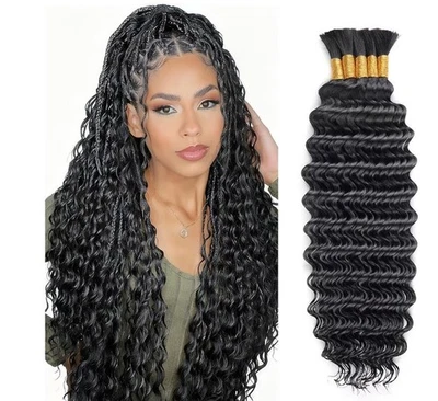 Human Braiding Hair For Boho Braids 150g 5 Bundles 16" Deep Wave 100% Brazilian  - Image 1 of 4