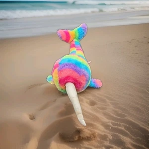 Douglas Cuddle Toy 19" Rainbow Colorful Narwhal Whale Stuffed Animal Plush - Picture 1 of 7