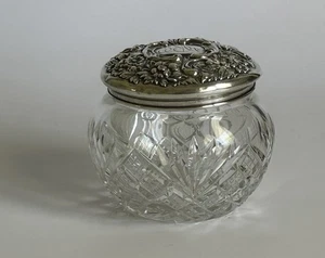 Antique Dominick & Gaff Sterling Silver And Brilliant Cut Glass Dresser Jar - Picture 1 of 14