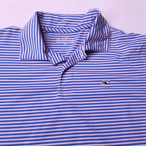 Vineyard Vines Polo Shirt Womens XL Pink Blue Stripe Short Sleeve Golf Stretch - Picture 1 of 11