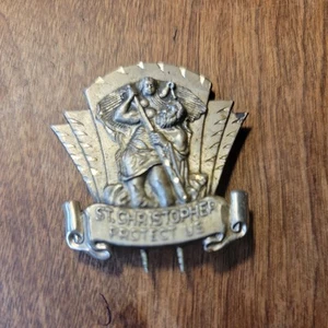 Vintage Glaubensbekenntnis Sterlingsilber St. Christophorus Schutz USA religiöse Clip. - Bild 1 von 4