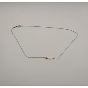 Minimalist Gold Bar Necklace Dainty Curved Pendant Simple Everyday Chain Jewelry - Picture 1 of 1