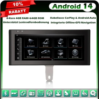 10.25" 64GB 8-Kern Android 14 GPS Autoradio Navi DAB+ CarPlay Canbus Für Audi Q3 - Bild 1 von 4