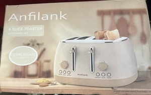 4 Slice Toaster Roter Mond Retro with Bagel Defrost Cancel Stainless Steel Cream - Picture 1 of 8