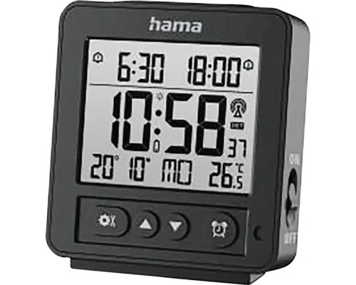 Funkwecker Digital Rhodos mit Thermometer und Datum schwarz 9x10 cm - Bild 1 von 1