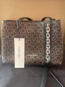 Calvin Klein Adeline Signature Triple Compartment Crossbody - Brown Khaki NWT - Picture 1 of 12