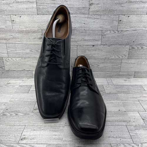 Scarpe eleganti Oxford Clarks Tilden Plain II in pelle nera da uomo taglia 13M