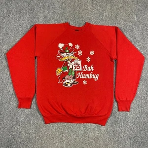 DE COLECCIÓN Bah Humbug Navidad Sudadera Para Hombres X-Grande Roja Feliz Navidad Pato Scrooge - Imagen 1 de 18