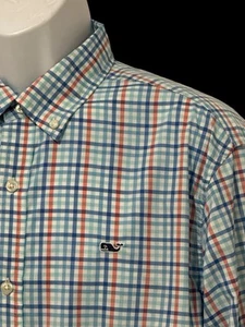 Camisa a Cuadros VINEYARD VINES L Hombres OTG Performance Rosa Azul Pastel Nylon Spandex - Imagen 1 de 4
