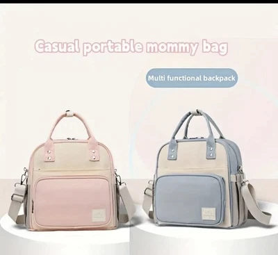 Bolsa de pañales, bolsa de mamá, rosa, compartimento múltiple con aislamiento de botella y húmedo seco Foto 1 de 4