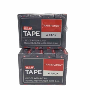 (2) Transparent Tape Rolls 4 Per 3/4" X 1000" (27.78 YD) 1" Core - Picture 1 of 4