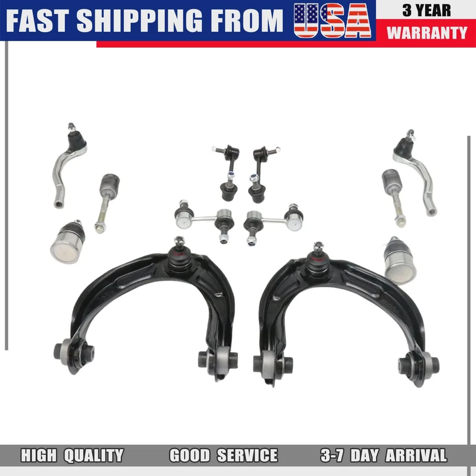Fits 2009-2014 Acura TL Front Upper Control Arm Tie Rod Sway Bar Link Kit US - Imagem 1 de 4