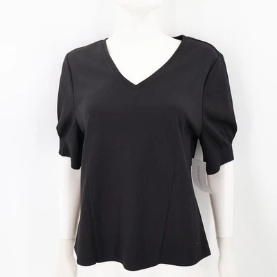 Blusa grande negra de manga larga de Deisgn History para mujer tejido de buceo cuello en V Foto 1 de 4