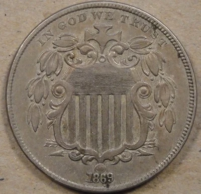 1869 Shield Nickel XF as Pictured L2 - Image 1 of 2