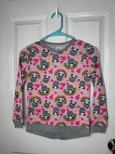 Cupcake Panda Bear Pajama Top Girls Size Medium 10-12 Pink Long Sleeve Knit - Picture 1 of 4