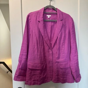J. Jill Love Lino 100% Lino Púrpura Magenta Traje Blazer Chaqueta Botón Delantero M - Imagen 1 de 5