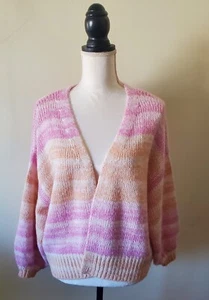 Sincerely Jules Junior's M Knitted Sweater Open Front Long Sleeve V-neck Multi - Picture 1 of 13