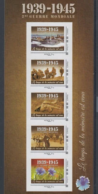 FRANCIA 2014. FOLLETO 1939-1945. 2ª GUERRA MUNDIAL. HOJA 5 SELLOS.  MNH     - Imagen 1 de 2