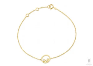 14K Gold 0.07 CT Three VS/F-G Diamond Circle Charm Bracelet - The Jewelz - Picture 1 of 5