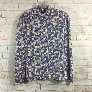 Vintage Pendleton Country Sophisticates Womens Madarin Floral Blue Pink Blouse - Picture 1 of 5