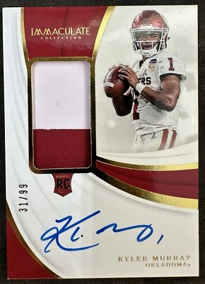 KYLER MURRAY 2019 Immaculate Collegiate #145 RPA Rookie Patch On Card Auto #/99 - Image 1 of 2