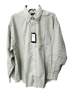 NWT Van Heusen Men's Green Check Long Sleeve Button Shirt Size Large 16-16 1/2 - Picture 1 of 7