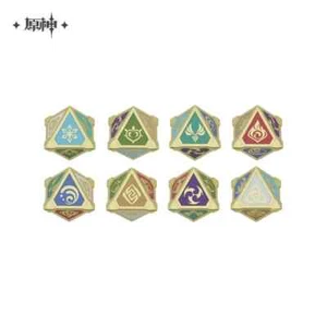 Official Genshin Impact Genius Invokation TCG Metal Eight Sided Element Dice - Picture 1 of 1