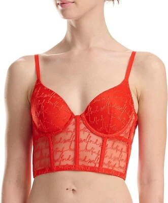 Sujetador corsé Wolford Logo Obsessed Bustier talla 36C rojo brillante con aros $215 nuevo con etiquetas Foto 1 de 4