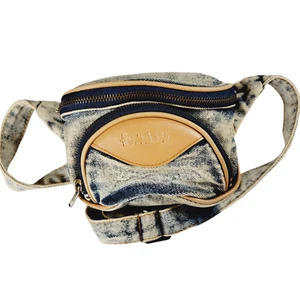 Vintage Fun Gear Hippy Fanny Pack Acid Wash Denim Zip Adjustable Belt Bag - Picture 1 of 8
