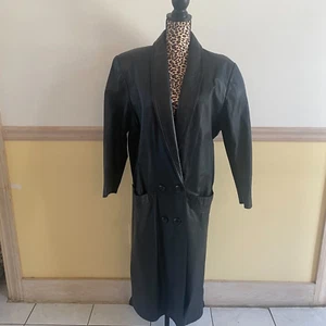 Wilsons Vintage Long Leather Trench Coat Size Medium Y2K - Picture 1 of 3