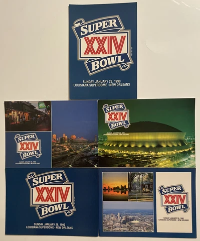 Superbowl XXIV Post Card 1990 Lot Of 5 Broncos 49ers Niners Louisiana Superdome Cover