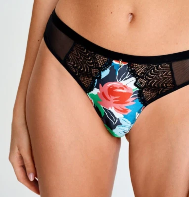New B BY TED BAKER Knickers Size 12 Satin Black Lace Floral Bikini Brief BNWT - Image 1 of 2