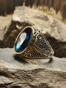Herre Ring in Silber / Gold Gr 62 Islamisch Saif Simitar Sultan König Sammler - Picture 1 of 7
