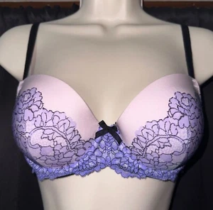 Victoria's Secret Dream Angels Lined Demi Bra Lace Floral Adjustable Purple 32D - Picture 1 of 8