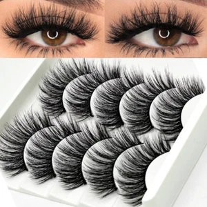 5 Pair🔥3D Mink🔥False Eyelashes🔥Wispy Cross Long Thick Soft Fake Eye Lashes U~ - Picture 1 of 16