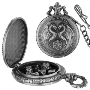 7pcs Dungeons & Dragons Polyhedral Dice Set RPG DND Game Steampunk Pocket Case - Picture 1 of 13