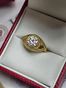 14K Yellow Gold Plated 2CT Moissanite Ring Size 6 Beaded Shank - Picture 1 of 3