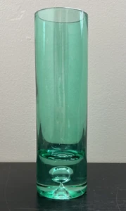 Vintage Murano Glas Knospe Vase Zylinder smaragdgrün hängende Blase mundgeblasen 7" - Bild 1 von 8