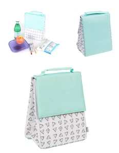 Insulated Lunch Bag - Diamond Pattern Teal Lunchbox - Picture 1 of 6