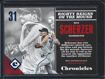 Max Scherzer - 2017 Panini Chronicles #28 Blue Parallel #d 239/399 - Washington - Image 1 of 2