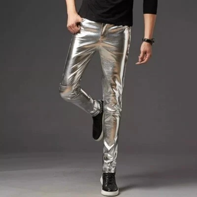 Leather Pant Pants Men's Real Jeans Style Biker Men Motorcycle Trousers Black 1 - Image 1 of 4