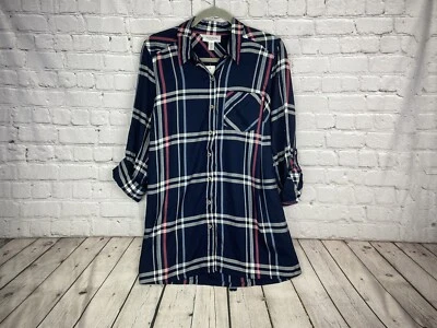 Motherhood Maternity Size Medium Button Down Plaid Belted Top NEW - Image 1 of 4