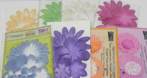 LOT PERIWINKLE MULBERRY PAPER FLOWERS PETALOO STUDIO18 GEMS PINK ORANGE FUSCHIA - Picture 1 of 9