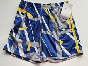 Nike Little Boys 5 Gray Blue Yellow Shorts Short Pants Summer Soccer NWT - Picture 1 of 2