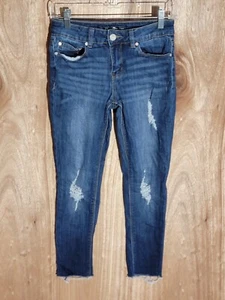 indigo rein jeans womens 25x25 skinny ankle stretch distressed low rise blue - Picture 1 of 10