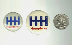 HUBERT HUMPHREY - 1968 - 2 buttons / pinbacks - HHH Humphrey - Picture 1 of 1