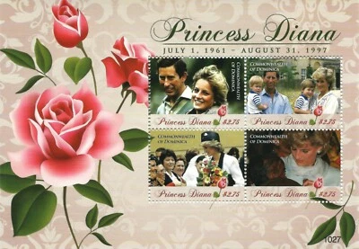 Folha de selos 2010 da princesa Diana Dominica, sem marca de charneira #M10628 - Imagem 1 de 2