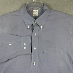 Brooks Brothers Shirt Mens 18-4/5 Blue Dot Oxford L/S Button Up Regent OCBD - Picture 1 of 8