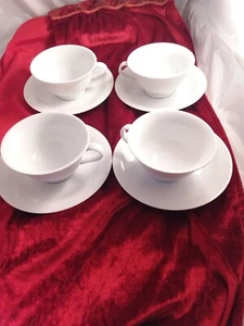 Pottery Barn PB WHITE tazze e piattini da tè caffè set di 4 tazze 4 piattini Giappone - Foto 1 di 8